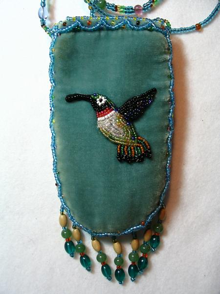 Antique turquoise cell ph. holder w/ hummingbird